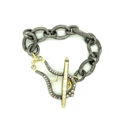 HORSESHOE LINK BRACELET WITH GREY AND WHITE DIAMONDS
