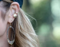 LARGE ELONGATED POINTED OVAL DROP EARRINGS