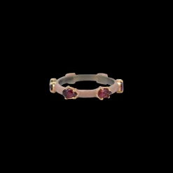 LIGHT NUDE ENAMEL PEAR CUT PURPLE GARNET STACK BAND
