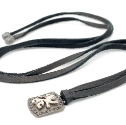 Lion Shield Pendant Leather Necklace