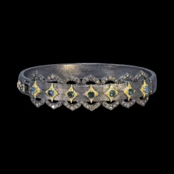 LONDON BLUE TOPAZ CRIVELLI WITH CHAMPAGNE CROWN HUGGIE BRACELET