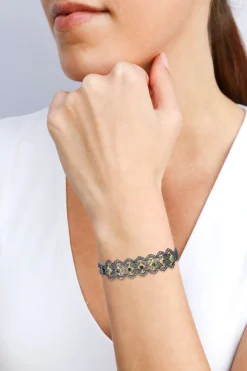 LONDON BLUE TOPAZ CRIVELLI WITH CHAMPAGNE CROWN HUGGIE BRACELET