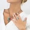 LONDON BLUE TOPAZ ENAMEL WIDE BAND STACK RING