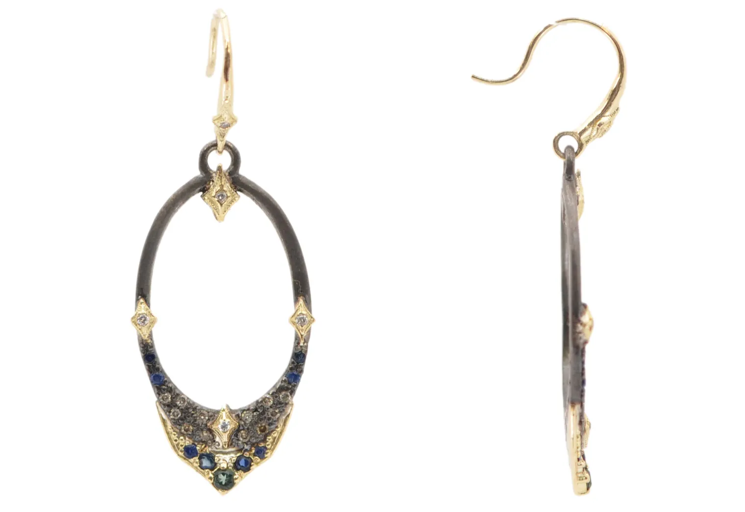MEDIUM ELONGATED POINTED OVAL DROP EARRINGS