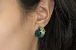 15MM ARTIFACT TEAL PATINA GREY DIAMOND CRIVELLI HOOP EARRING