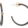 28MM BLACK PAVE HOOP EARRINGS