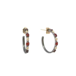 16.5mm Crivelli and Garnet Hoop Earrings