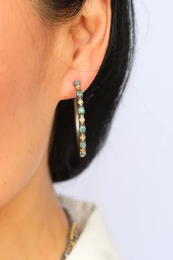 35 MM CRIVELLI AND GRANDIDIERITE HOOP EARRINGS