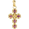 30MM GOLD CROSS WITH PURPLE GARNET