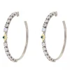 35 MM GREY SPINEL  AND RAINBOW MOONSTONE  HOOP EARRINGS