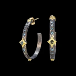 30MM LONDON BLUE TOPAZ CRIVELLI HOOP EARRING