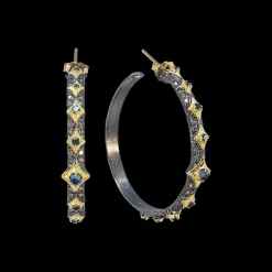 35MM LONDON BLUE TOPAZ CRIVELLI HOOP EARRING
