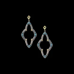 64 MM OVAL GRANDIDIERITE SCROLL DROP EARRINGS