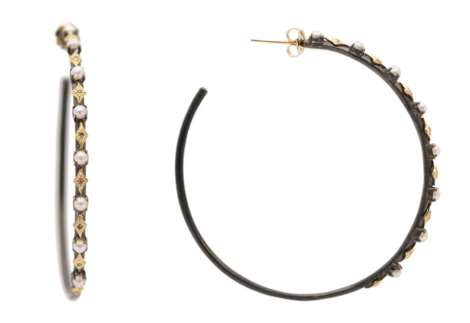 52MM PEARL AND CRIVELLI HOOP EARRINGS