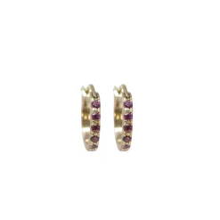 13 MM PURPLE GARNET HOOP EARRINGS