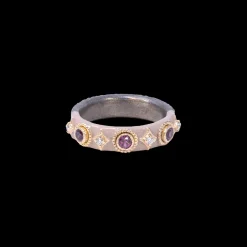 3 MM PURPLE GARNET LIGHT NUDE ENAMEL STACK BAND