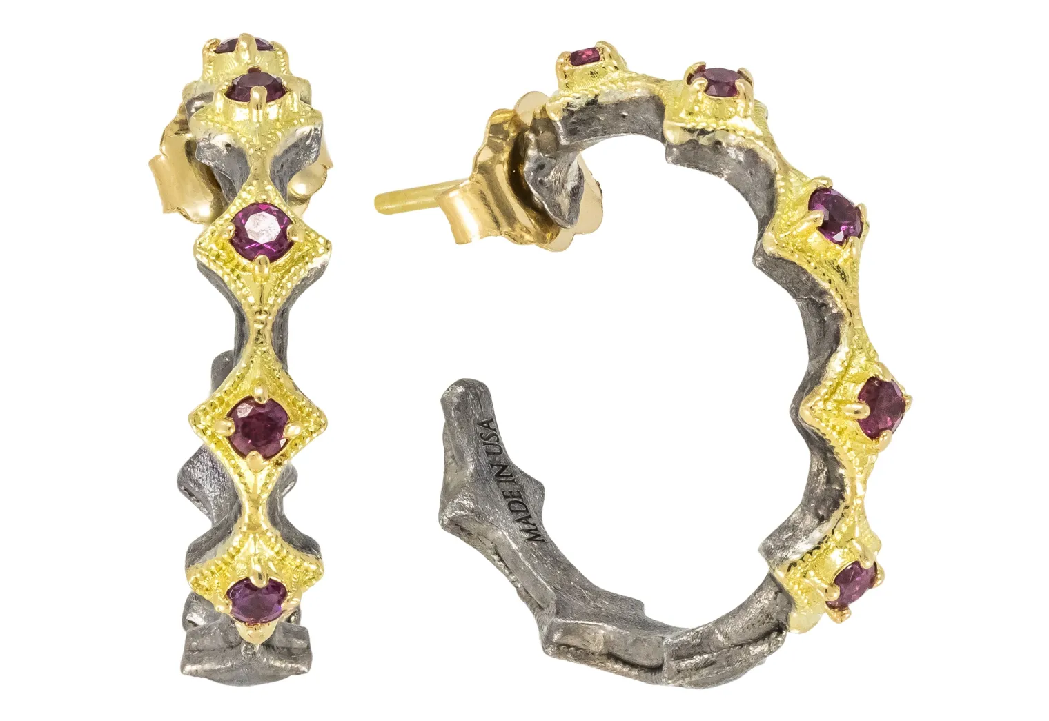 16.5MM SCROLL WITH MORGANITE HOOP EARRING