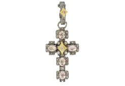 30MM SILVER CROSS WITH MORGANITE