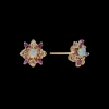 3 MM SQUARE OPAL AND MORGANITE STUD EARRINGS