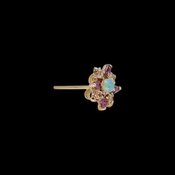 3 MM SQUARE OPAL AND MORGANITE STUD EARRINGS