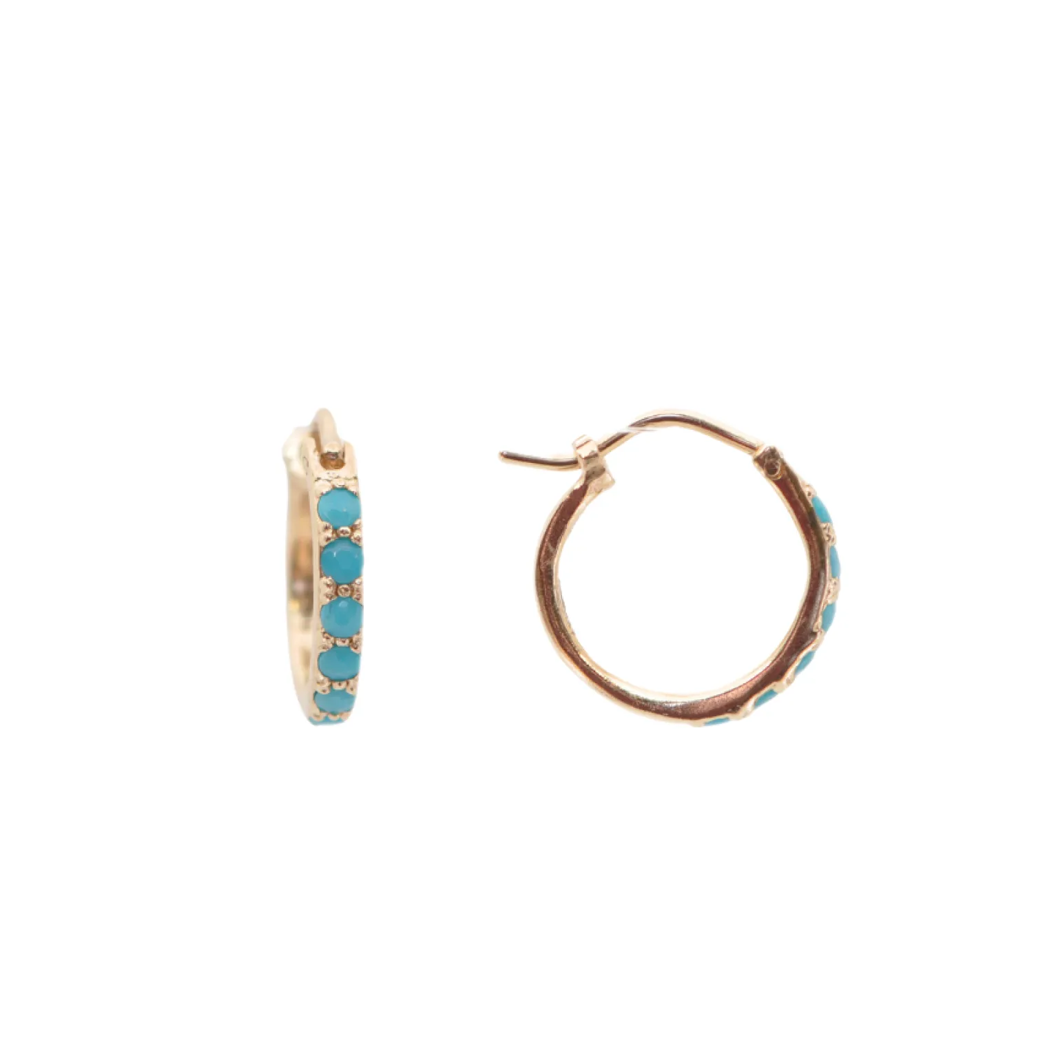 13MM TURQUOISE HUGGIE HOOP EARRINGS