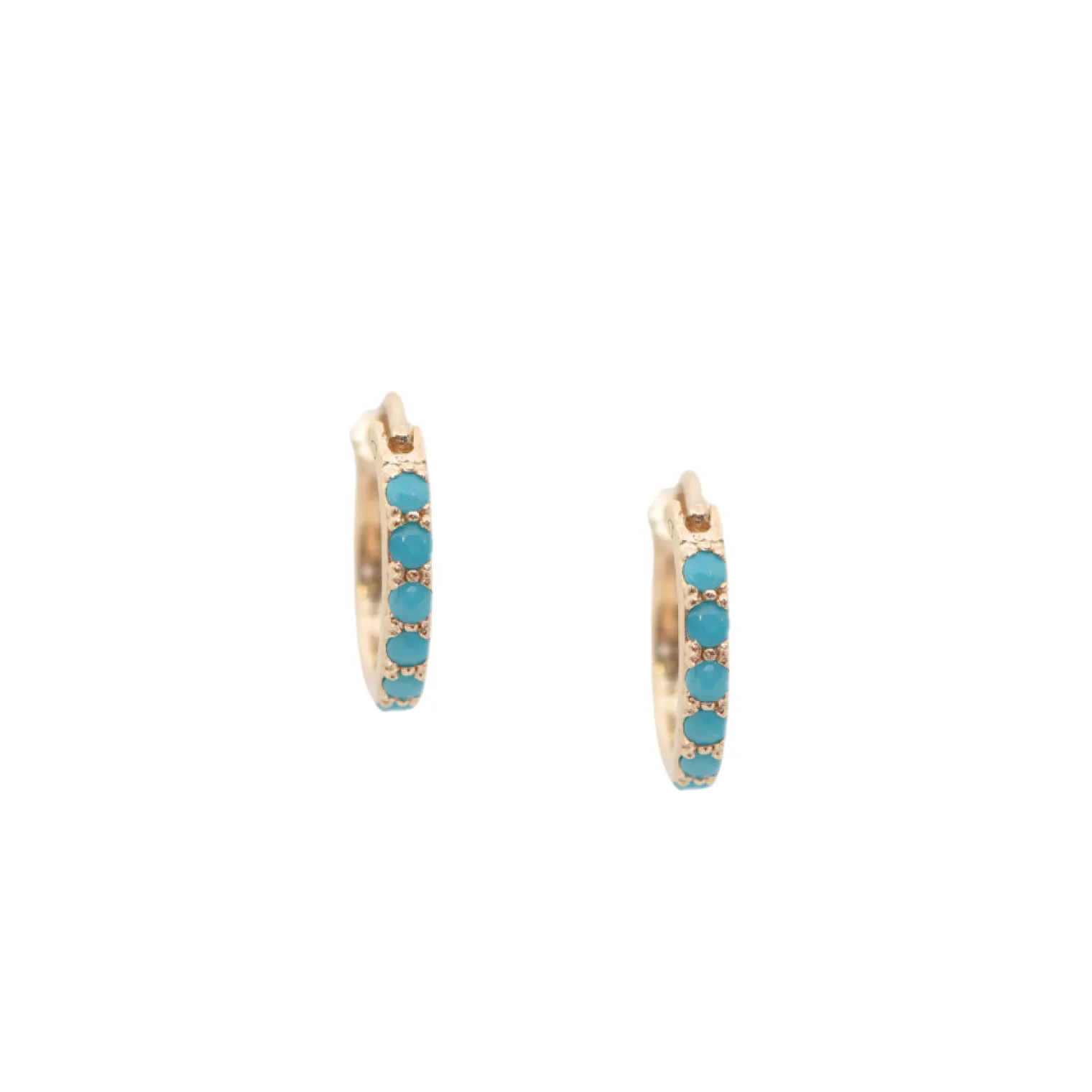13MM TURQUOISE HUGGIE HOOP EARRINGS