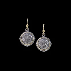 17 MM WHITE AND GREY DIAMOND DROP EARRINGS