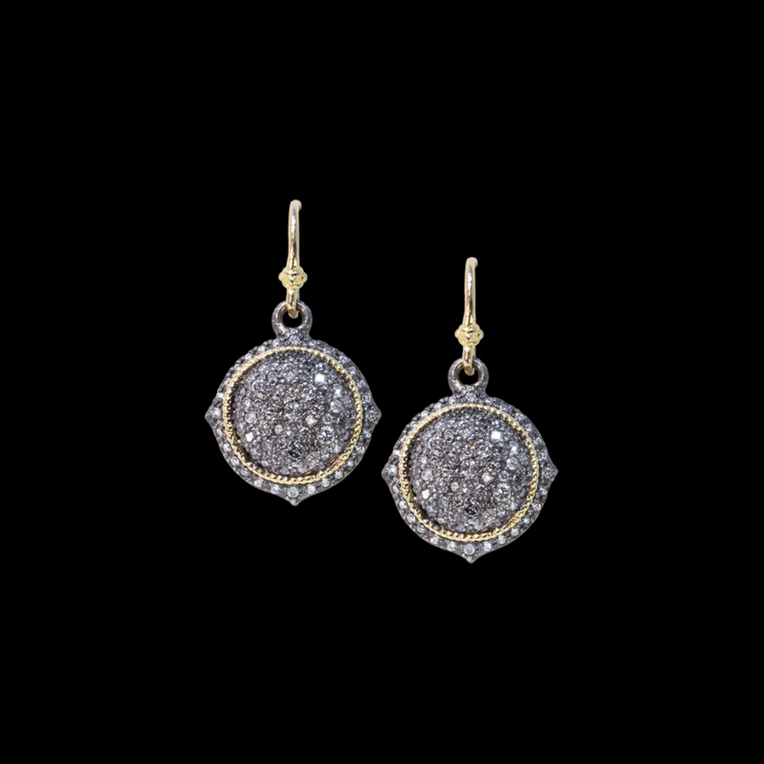 17 MM WHITE AND GREY DIAMOND DROP EARRINGS