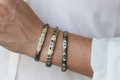 MORGANITE AND OPAL HUGGIE BRACELET WITH DIAMONDS