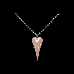 18" NECKLACE WITH 45 MM LIGHT NUDE ENAMEL HEART PENDANT