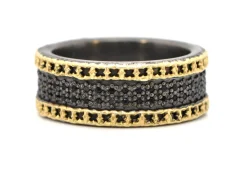 Open Scroll & Pave Stack Ring