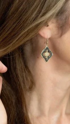OPEN SCROLL AND PEARL DROP EARRINGS