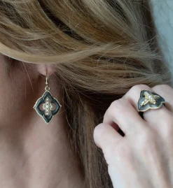 OPEN SCROLL AND PEARL DROP EARRINGS