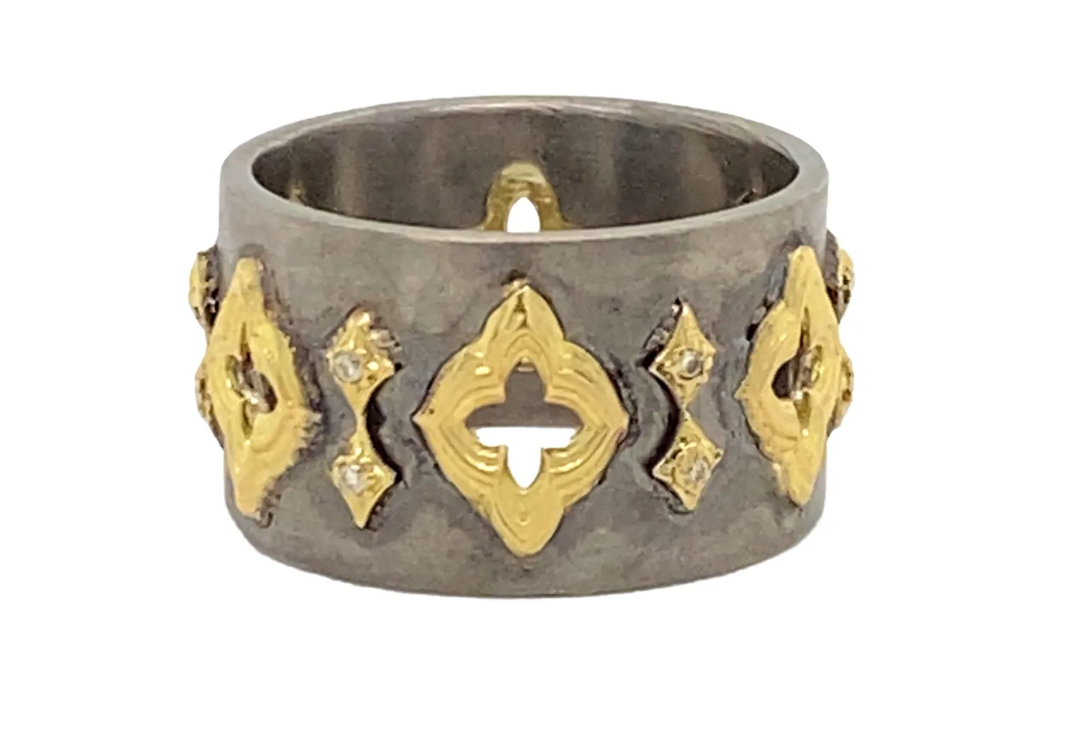 Open Scroll Wide Band Ring