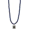 22" OPEN SHIELD ROUND WITH BLUE DARK LAPIS BEADS NECKLACE