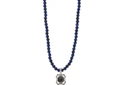 22" OPEN SHIELD ROUND WITH BLUE DARK LAPIS BEADS NECKLACE