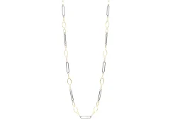 Oval and Silver Rectangle Paperclip Necklace