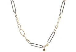 Oval and Silver Rectangle Paperclip Necklace
