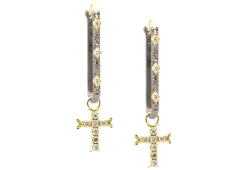 Paperclip Cross Drop Earrings