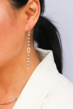PAPERCLIP WITH DIAMOND DROP EARRINGS