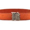 PAVE CLASP ORANGE LEATHER BRACELET