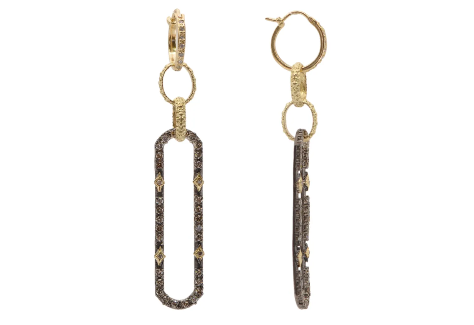 PAVE PAPERCLIP DROP EARRINGS