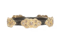 Pave Scroll Station Stack Band Ring