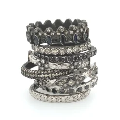 Pave Scroll Station Stack Band Ring