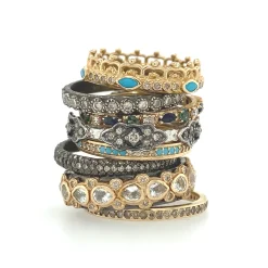 Pave Scroll Station Stack Band Ring