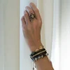 PEARL AND DIAMOND OPEN SCROLL STATEMENT RING