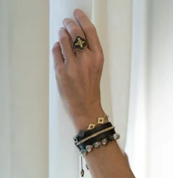 PEARL AND DIAMOND OPEN SCROLL STATEMENT RING