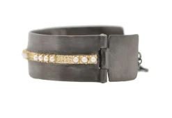 PEARLS AND DIAMONDS WIDE KICK CUFF BRACELET