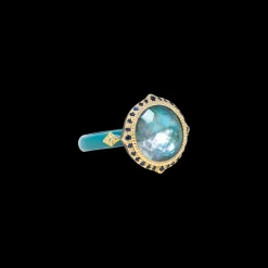 PERUVIAN OPAL TRUE TEAL ENAMEL COCKTAIL RING