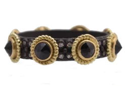 Rose Cut Black Sapphires Stack Band Ring with diamonds